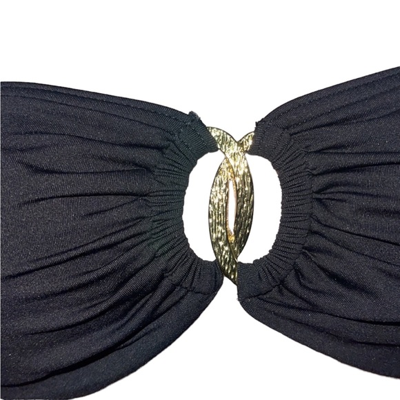 Victoria’s Secret black bikini top with gold accent. Size M - Picture 2 of 9